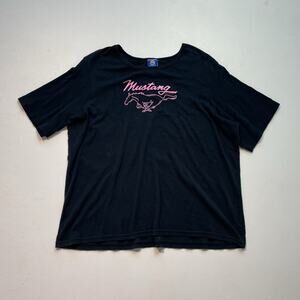 Vintage Y2K Ford Mustang Jerry Leigh Cotton Baby Tee / Sz 2XL / Pink Horse